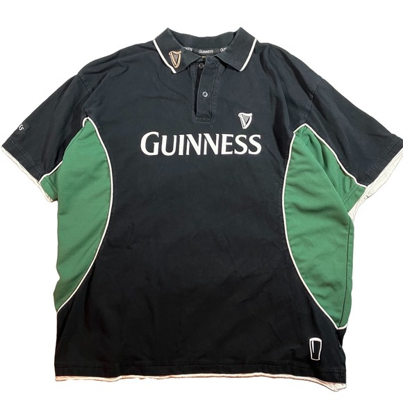 Guinness Other - Guinness Y2k Ireland Rugby Shirt Men L Green Black Short Sleeve Polo Jersey 1759